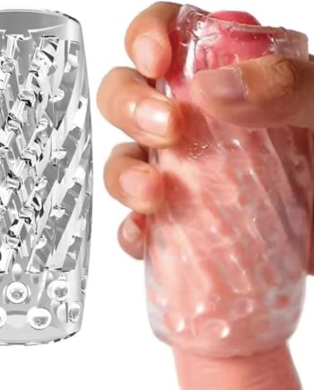 Reusable Male Masturbator Penis Pump Male Sex Toy,Transparent Penis Sleeve TPE Masturbation Cup with Textured Tunnel,Soft Male Stroker Pocket Pussy Penis Extender Trainer Adult Sex Toys for Men Couple