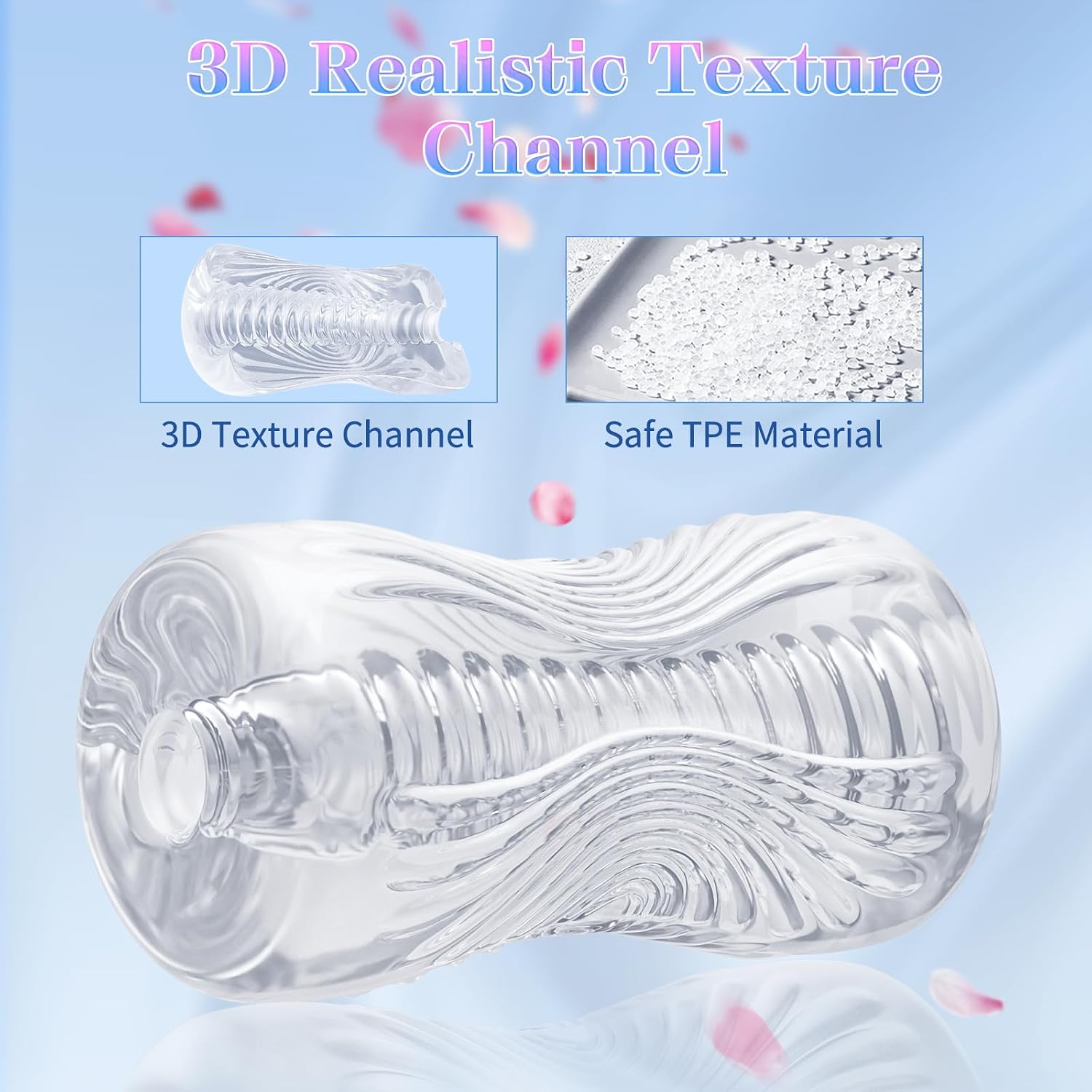 Male Masturbator Sex Toys - Adult Sex Toy , TPE Male Masturbation Sleeve, Penis Training Sex Toy for Men, 3D Realistic Texture Spiral Tunnel Stroker, Couple Sex Toys & Game (Clear)