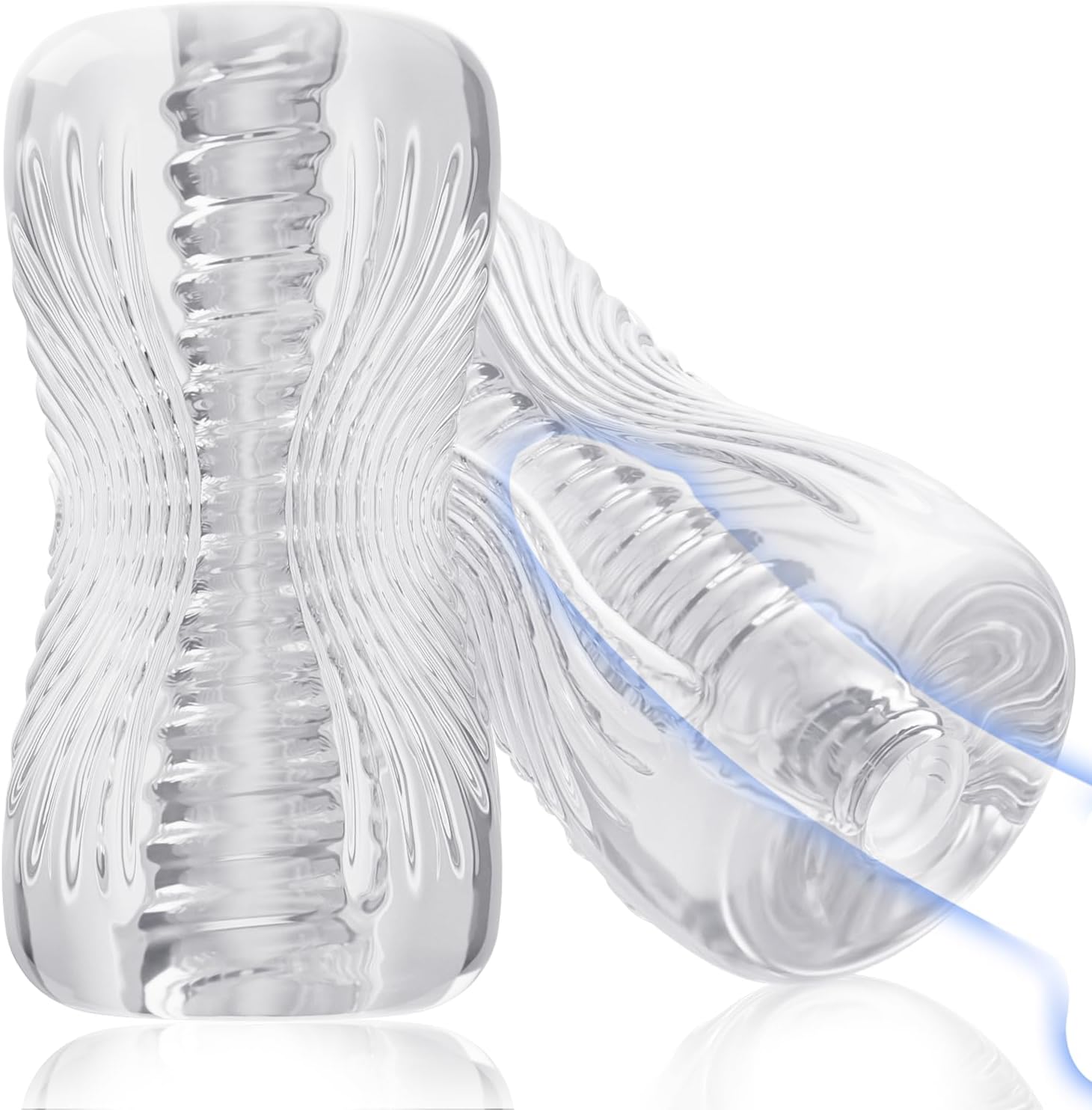 Male Masturbator Sex Toys - Adult Sex Toy , TPE Male Masturbation Sleeve, Penis Training Sex Toy for Men, 3D Realistic Texture Spiral Tunnel Stroker, Couple Sex Toys & Game (Clear)