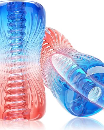 Male Masturbator Sex Toys - Adult Sex Toy Pocket Pussy, TPE Male Masturbation Sleeve, Penis Training Sex Toy for Men, 3D Realistic Texture Spiral Tunnel Stroker, Couple Sex Toys & Game (Red & Blue)