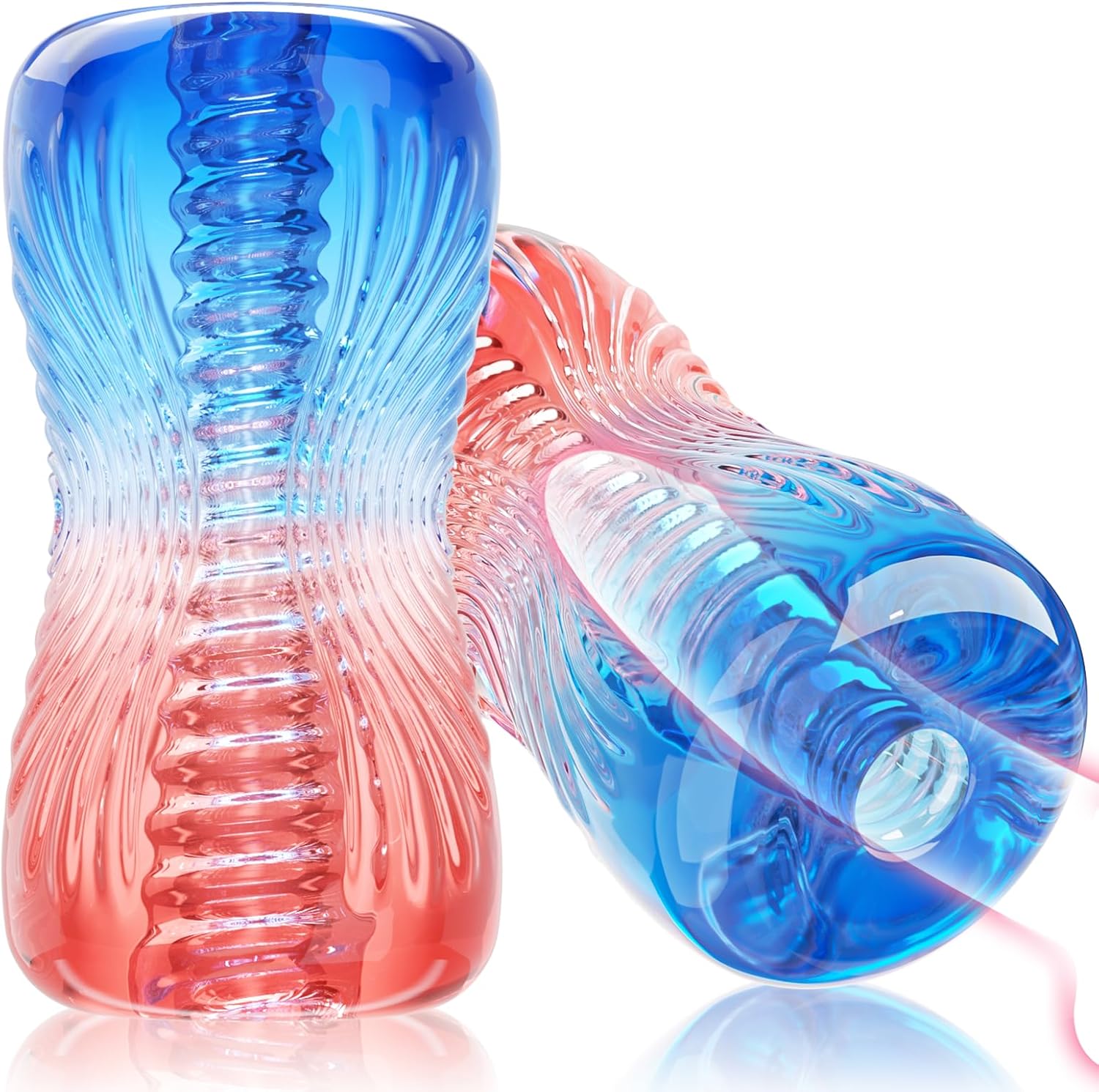 Male Masturbator Sex Toys - Adult Sex Toy Pocket Pussy, TPE Male Masturbation Sleeve, Penis Training Sex Toy for Men, 3D Realistic Texture Spiral Tunnel Stroker, Couple Sex Toys & Game (Red & Blue)