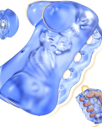 Pocket Pussy Male Masturbator Sex Toys for Men, Sex Doll Stroker Adult Sex Toy, Realistic Vagina Textured Blowjob Penis Training TPE Masturbation Sleeve for Males (Blue)